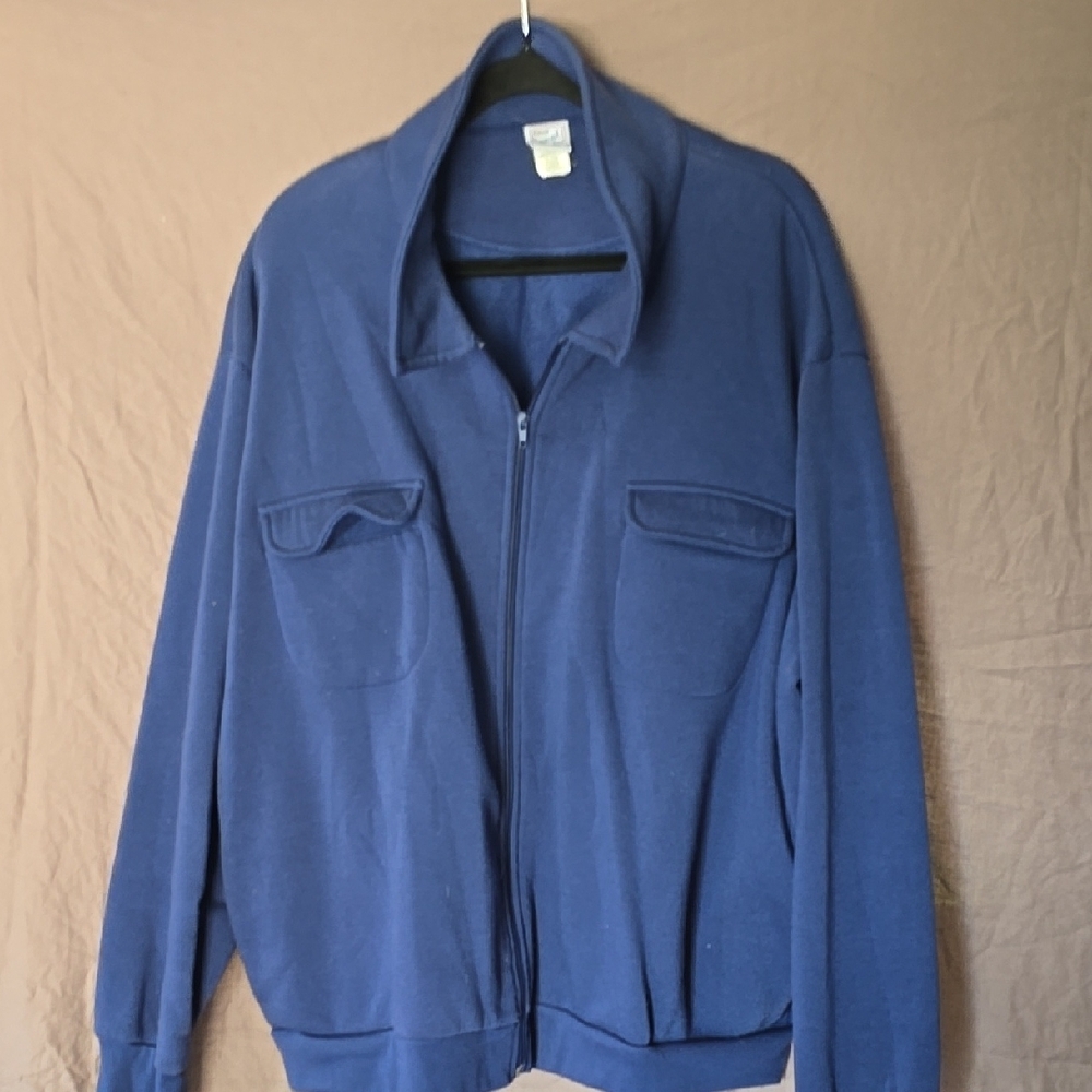 Haband Blue Zip Up Sweater with Relaxed Fit